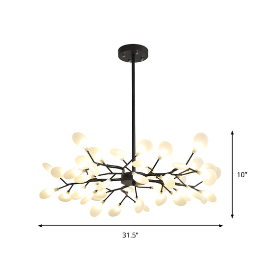 Frosted Shade Black Branch Chandelier Multi-Light Modern Metallic Suspended Light for Restaurant Clearhalo 'Ceiling Lights' 'Chandeliers' 'Modern Chandeliers' 'Modern' Lighting' 1886910