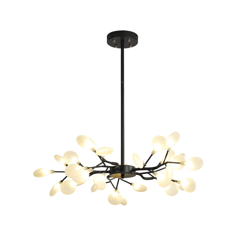 Frosted Shade Black Branch Chandelier Multi-Light Modern Metallic Suspended Light for Restaurant Clearhalo 'Ceiling Lights' 'Chandeliers' 'Modern Chandeliers' 'Modern' Lighting' 1886914