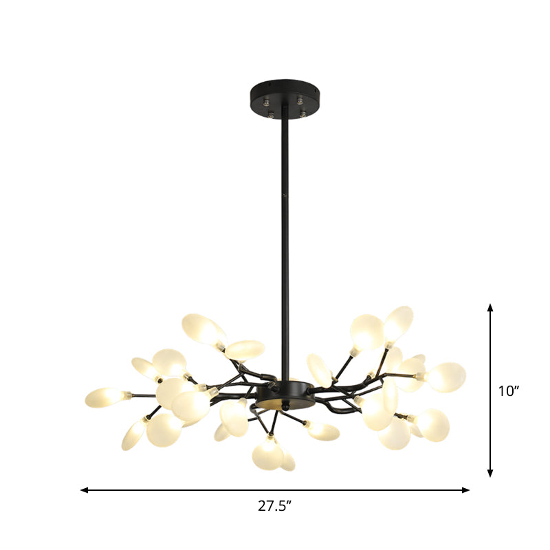 Frosted Shade Black Branch Chandelier Multi-Light Modern Metallic Suspended Light for Restaurant Clearhalo 'Ceiling Lights' 'Chandeliers' 'Modern Chandeliers' 'Modern' Lighting' 1886915