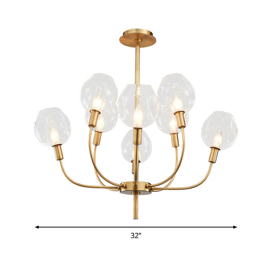 Clear Glass Bud Shade Pendant Light Restaurant Foyer Contemporary Chandelier in Gold Clearhalo 'Ceiling Lights' 'Chandeliers' 'Modern Chandeliers' 'Modern' Lighting' 188691
