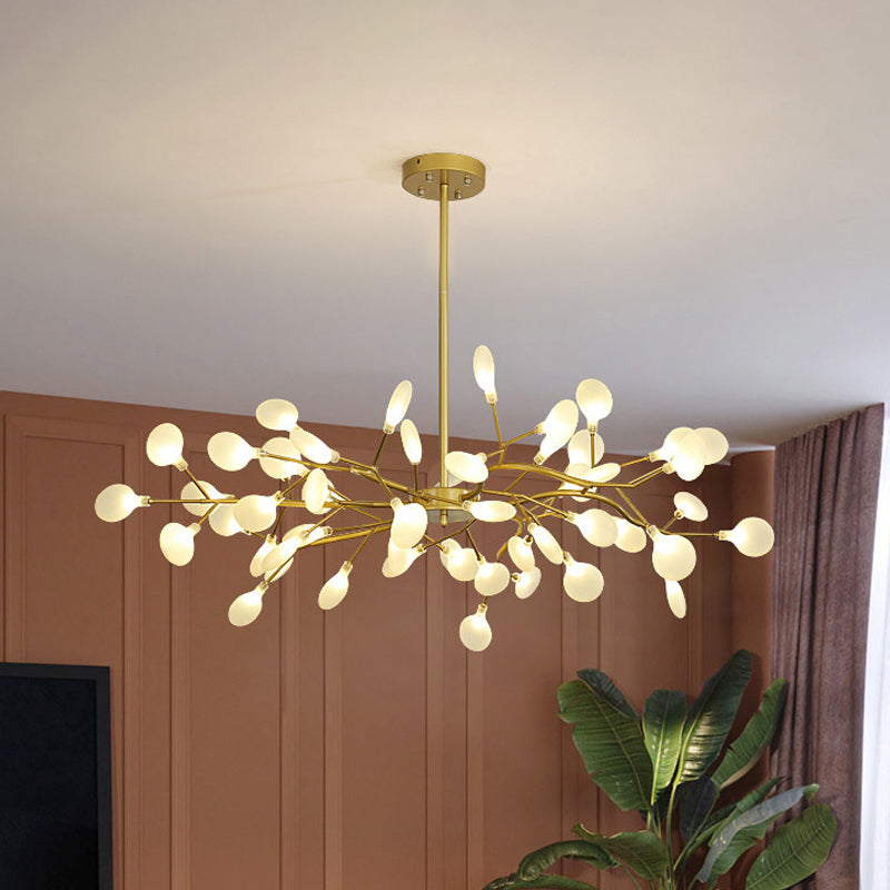 Frosted Flat Shade Ceiling Pendant Multi-Light Post Modern Metal Chandelier for Sitting Room 45 Gold Clearhalo 'Ceiling Lights' 'Chandeliers' 'Modern Chandeliers' 'Modern' Lighting' 1886931