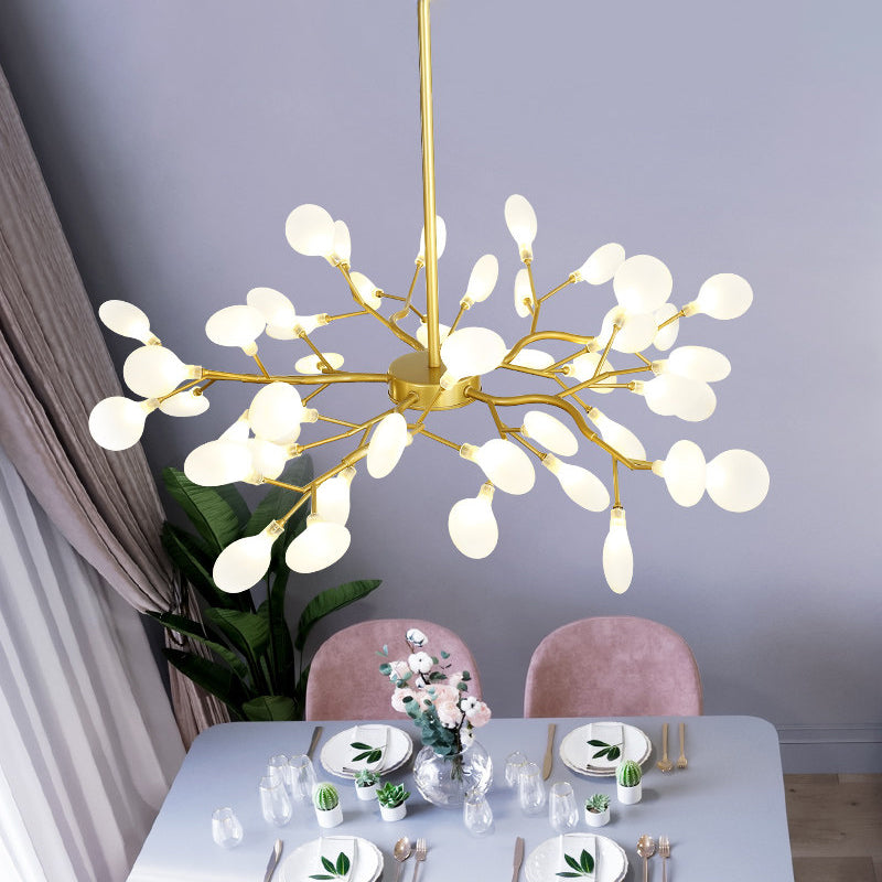 Frosted Flat Shade Ceiling Pendant Multi-Light Post Modern Metal Chandelier for Sitting Room Clearhalo 'Ceiling Lights' 'Chandeliers' 'Modern Chandeliers' 'Modern' Lighting' 1886933