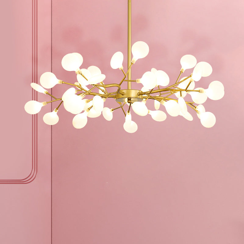 Frosted Flat Shade Ceiling Pendant Multi-Light Post Modern Metal Chandelier for Sitting Room 30 Gold Clearhalo 'Ceiling Lights' 'Chandeliers' 'Modern Chandeliers' 'Modern' Lighting' 1886936