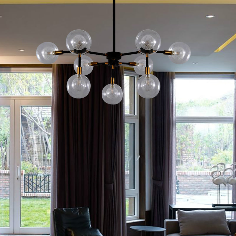 Metal Line Suspension Light with Clear Modo Modern Style Chandelier in Black for Dining Room Clearhalo 'Ceiling Lights' 'Chandeliers' 'Modern Chandeliers' 'Modern' Lighting' 188694