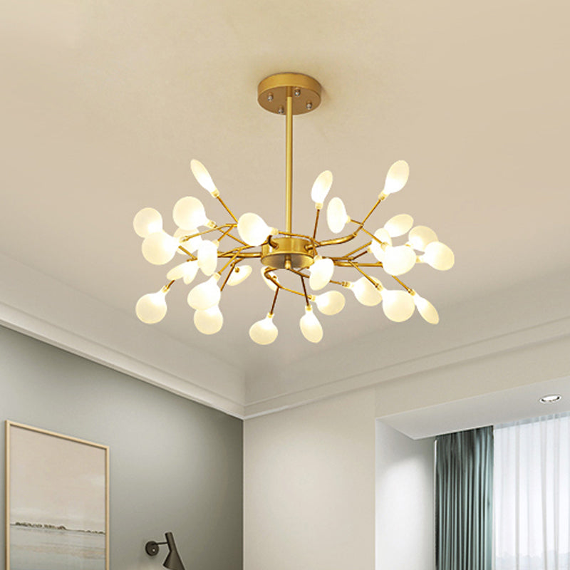 Frosted Flat Shade Ceiling Pendant Multi-Light Post Modern Metal Chandelier for Sitting Room 25 Gold Clearhalo 'Ceiling Lights' 'Chandeliers' 'Modern Chandeliers' 'Modern' Lighting' 1886941