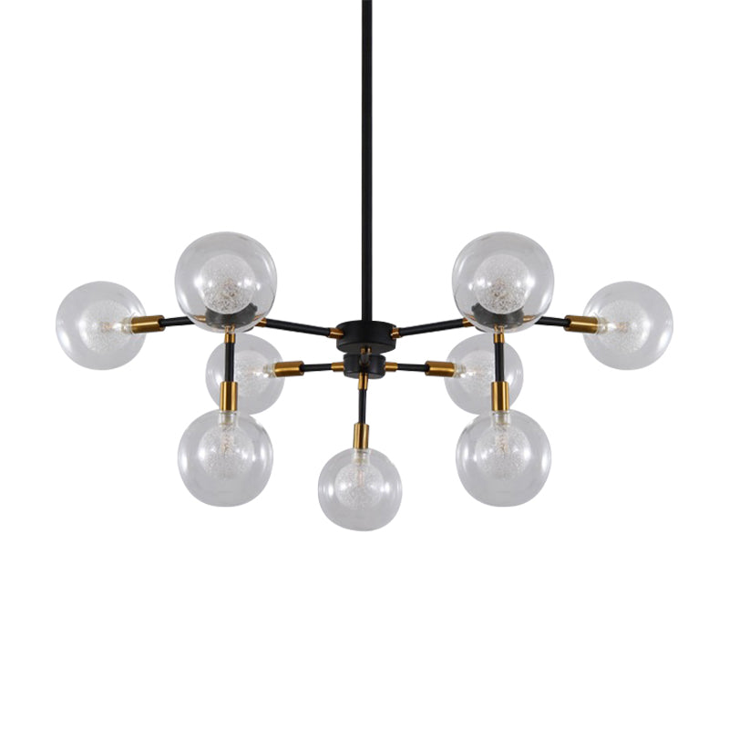 Metal Line Suspension Light with Clear Modo Modern Style Chandelier in Black for Dining Room Clearhalo 'Ceiling Lights' 'Chandeliers' 'Modern Chandeliers' 'Modern' Lighting' 188695