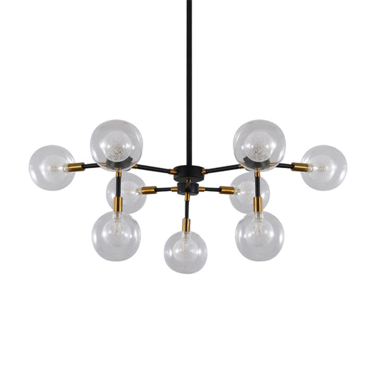 Metal Line Suspension Light with Clear Modo Modern Style Chandelier in Black for Dining Room Clearhalo 'Ceiling Lights' 'Chandeliers' 'Modern Chandeliers' 'Modern' Lighting' 188695