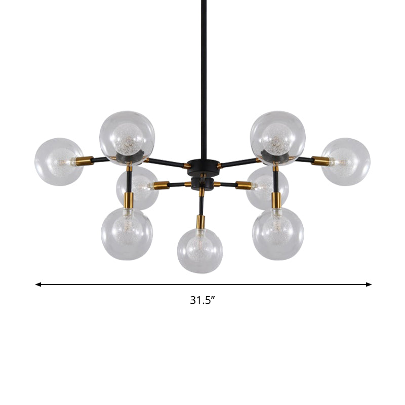 Metal Line Suspension Light with Clear Modo Modern Style Chandelier in Black for Dining Room Clearhalo 'Ceiling Lights' 'Chandeliers' 'Modern Chandeliers' 'Modern' Lighting' 188696