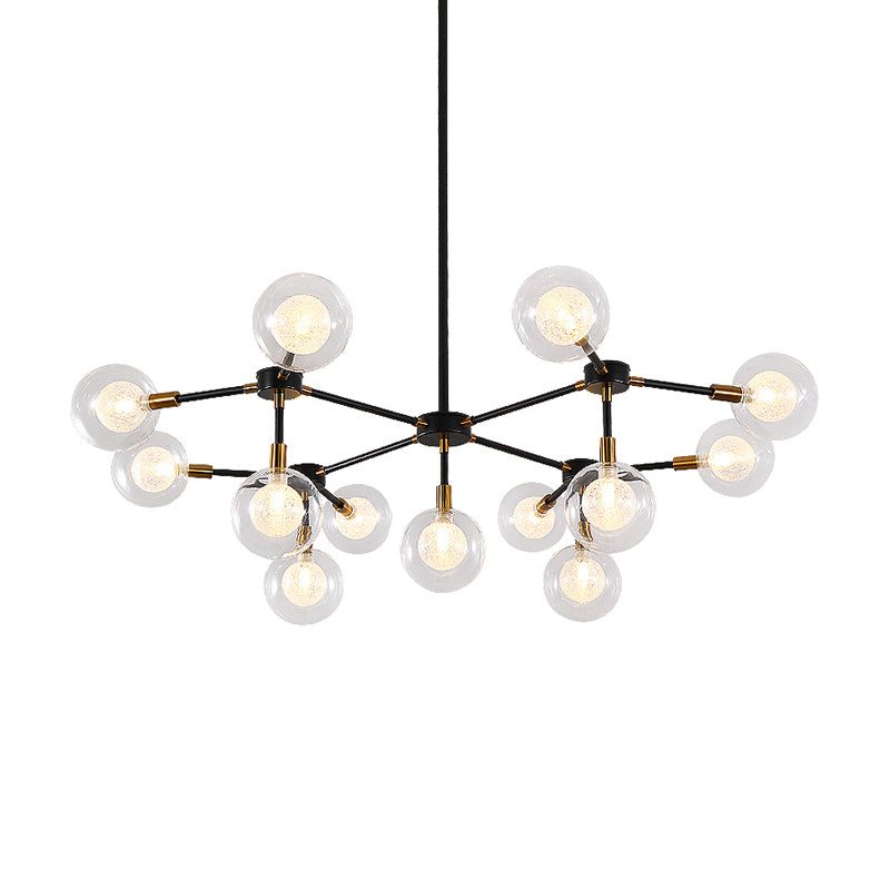 Metal Line Suspension Light with Clear Modo Modern Style Chandelier in Black for Dining Room Clearhalo 'Ceiling Lights' 'Chandeliers' 'Modern Chandeliers' 'Modern' Lighting' 188699