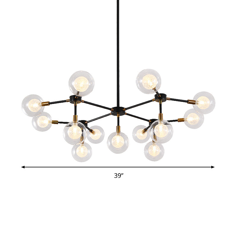 Metal Line Suspension Light with Clear Modo Modern Style Chandelier in Black for Dining Room Clearhalo 'Ceiling Lights' 'Chandeliers' 'Modern Chandeliers' 'Modern' Lighting' 188700