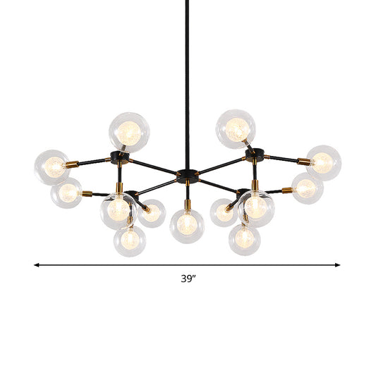 Metal Line Suspension Light with Clear Modo Modern Style Chandelier in Black for Dining Room Clearhalo 'Ceiling Lights' 'Chandeliers' 'Modern Chandeliers' 'Modern' Lighting' 188700