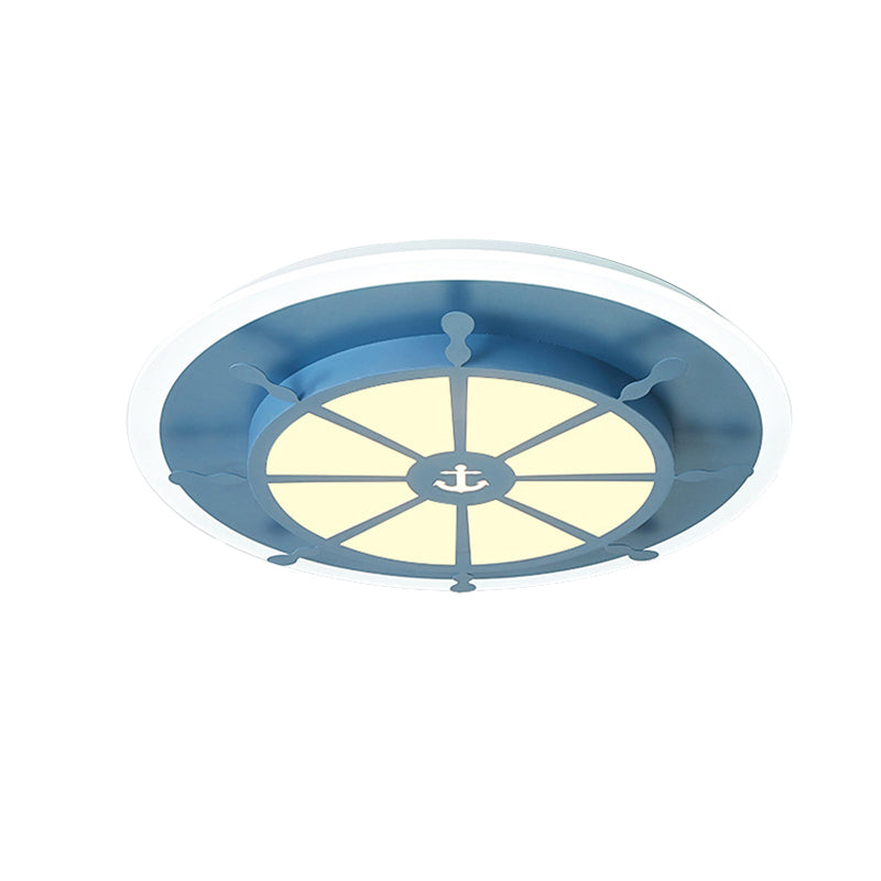 Compass Bathroom Bedroom Flush Ceiling Light Metal Nautical Ceiling Lamp with Anchor Clearhalo 'Ceiling Lights' 'Close To Ceiling Lights' 'Close to ceiling' 'Flush mount' Lighting' 188704