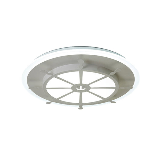 Metal Compass Flush Mount Light Dining Room Nautical Style Ceiling Lamp in White Finish Clearhalo 'Ceiling Lights' 'Close To Ceiling Lights' 'Close to ceiling' 'Flush mount' Lighting' 188734