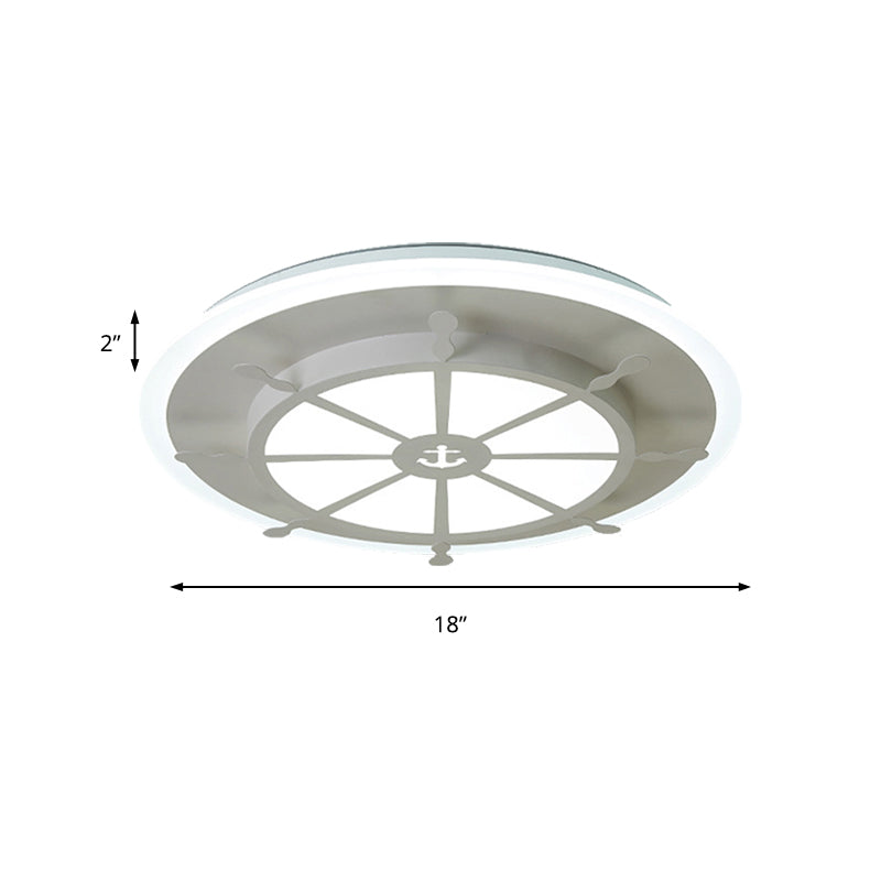 Metal Compass Flush Mount Light Dining Room Nautical Style Ceiling Lamp in White Finish Clearhalo 'Ceiling Lights' 'Close To Ceiling Lights' 'Close to ceiling' 'Flush mount' Lighting' 188735