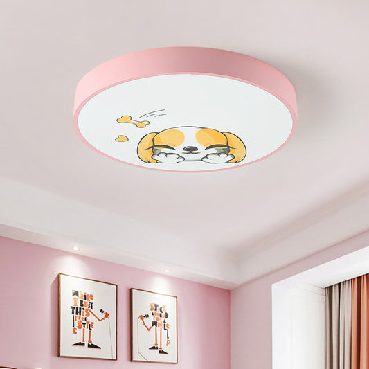 Acrylic Round Flush Mount Light with Doggy Kid Bedroom Lovely Ceiling Light in Pink Pink Clearhalo 'Ceiling Lights' 'Close To Ceiling Lights' 'Close to ceiling' 'Flush mount' Lighting' 188785