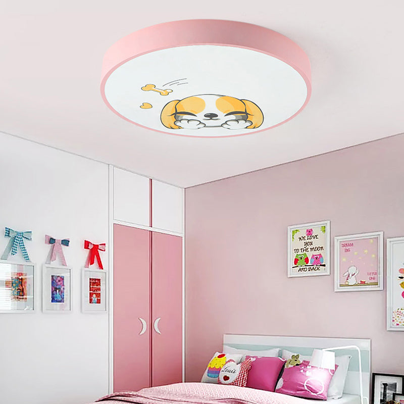 Acrylic Round Flush Mount Light with Doggy Kid Bedroom Lovely Ceiling Light in Pink Clearhalo 'Ceiling Lights' 'Close To Ceiling Lights' 'Close to ceiling' 'Flush mount' Lighting' 188786