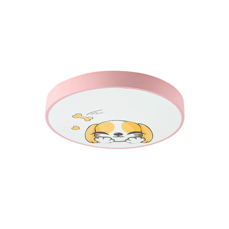 Acrylic Round Flush Mount Light with Doggy Kid Bedroom Lovely Ceiling Light in Pink Clearhalo 'Ceiling Lights' 'Close To Ceiling Lights' 'Close to ceiling' 'Flush mount' Lighting' 188788