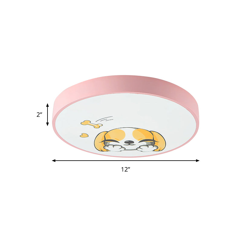 Acrylic Round Flush Mount Light with Doggy Kid Bedroom Lovely Ceiling Light in Pink Clearhalo 'Ceiling Lights' 'Close To Ceiling Lights' 'Close to ceiling' 'Flush mount' Lighting' 188789