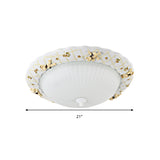 Kids Bowl Flush Mount Light with Small Bear Deco Fluted Glass Ceiling Lamp in White for Baby Bedroom Clearhalo 'Ceiling Lights' 'Close To Ceiling Lights' 'Close to ceiling' 'Flush mount' Lighting' 188812