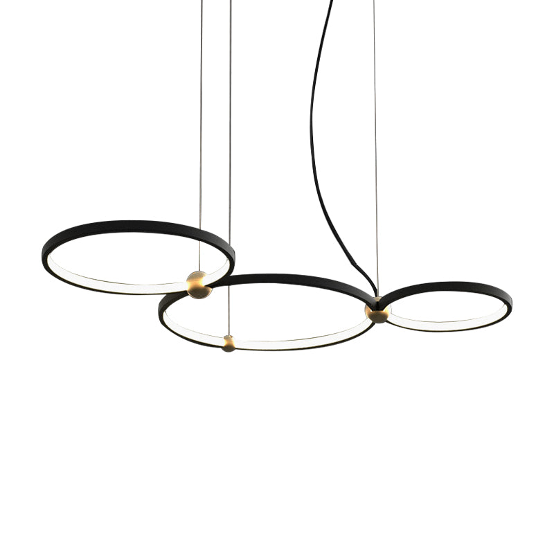 Nordic Style Black Chandelier Ring Acrylic LED Hanging Light in Warm/White Light for Restaurant Study Room Clearhalo 'Ceiling Lights' 'Chandeliers' 'Modern Chandeliers' 'Modern' Lighting' 188816