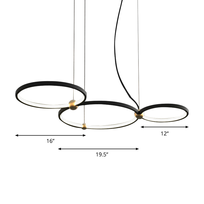 Nordic Style Black Chandelier Ring Acrylic LED Hanging Light in Warm/White Light for Restaurant Study Room Clearhalo 'Ceiling Lights' 'Chandeliers' 'Modern Chandeliers' 'Modern' Lighting' 188817