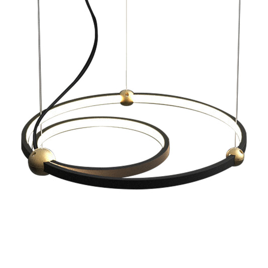 Nordic Style Black Chandelier Ring Acrylic LED Hanging Light in Warm/White Light for Restaurant Study Room Clearhalo 'Ceiling Lights' 'Chandeliers' 'Modern Chandeliers' 'Modern' Lighting' 188820