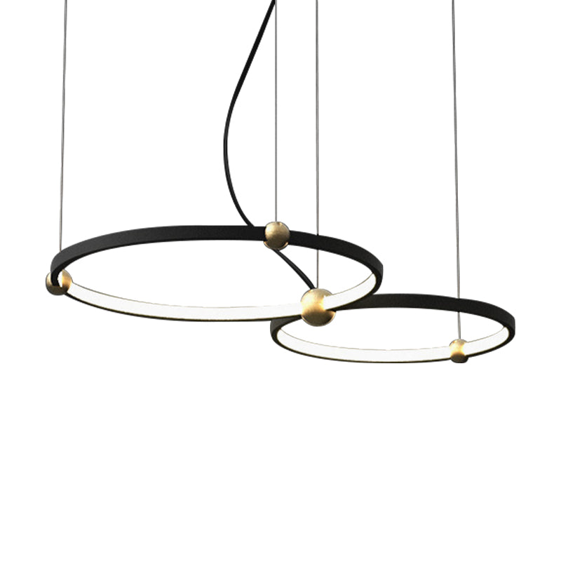 Nordic Style Black Chandelier Ring Acrylic LED Hanging Light in Warm/White Light for Restaurant Study Room Clearhalo 'Ceiling Lights' 'Chandeliers' 'Modern Chandeliers' 'Modern' Lighting' 188824