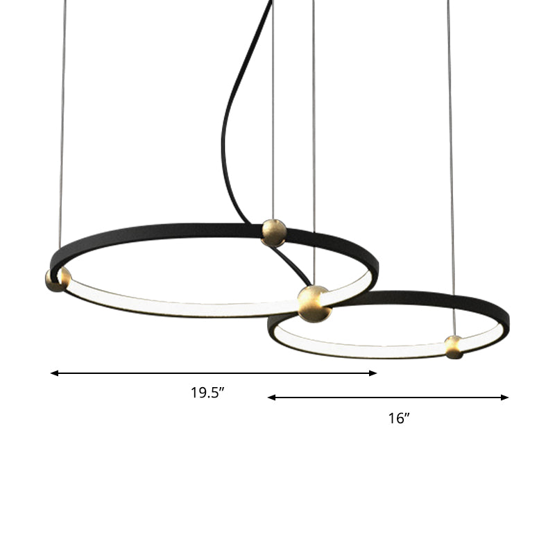 Nordic Style Black Chandelier Ring Acrylic LED Hanging Light in Warm/White Light for Restaurant Study Room Clearhalo 'Ceiling Lights' 'Chandeliers' 'Modern Chandeliers' 'Modern' Lighting' 188825