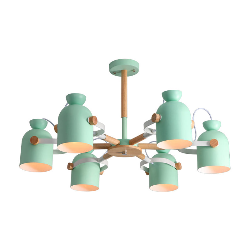 Kindergarten Classroom Cup Chandelier Rotatable Metal 6-Light Macaron Style Pendant Light Clearhalo 'Ceiling Lights' 'Chandeliers' Lighting' options 188841