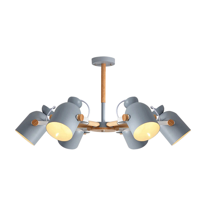 Kindergarten Classroom Cup Chandelier Rotatable Metal 6-Light Macaron Style Pendant Light Clearhalo 'Ceiling Lights' 'Chandeliers' Lighting' options 188845