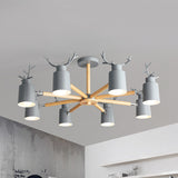 Deer Horn Shape Chandelier Eight Lights Rustic Stylish Metal Pendant Light for Living Room Clearhalo 'Ceiling Lights' 'Chandeliers' Lighting' options 188895
