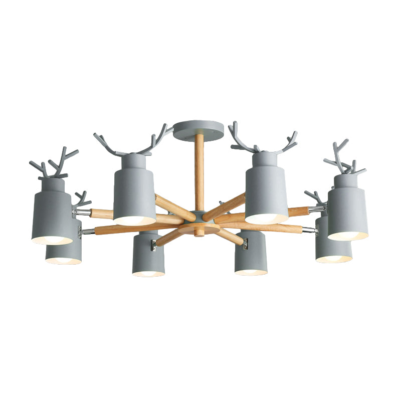 Deer Horn Shape Chandelier Eight Lights Rustic Stylish Metal Pendant Light for Living Room Clearhalo 'Ceiling Lights' 'Chandeliers' Lighting' options 188897