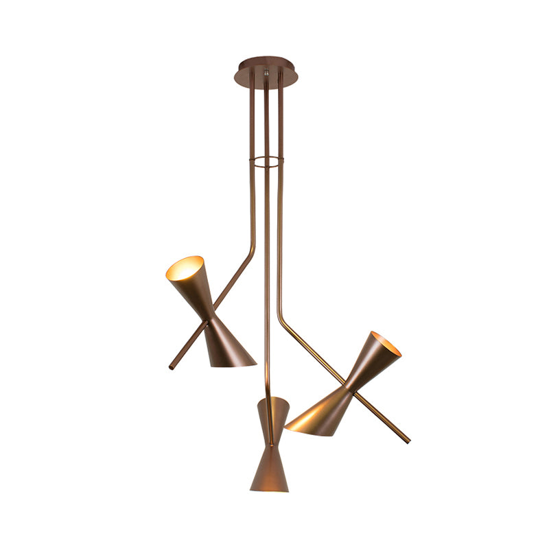 Metal Hourglass Shade Chandelier Light Kitchen Island Contemporary 4/6 Lights Pendant Light in Bronze Clearhalo 'Ceiling Lights' 'Chandeliers' 'Modern Chandeliers' 'Modern' Lighting' 188919