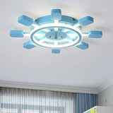 Rudder Shaped Flush Mount Light Nautical Style Metal Ceiling Light in Blue for Boys Bedroom Blue Clearhalo 'Ceiling Lights' 'Close To Ceiling Lights' 'Close to ceiling' 'Flush mount' Lighting' 188921