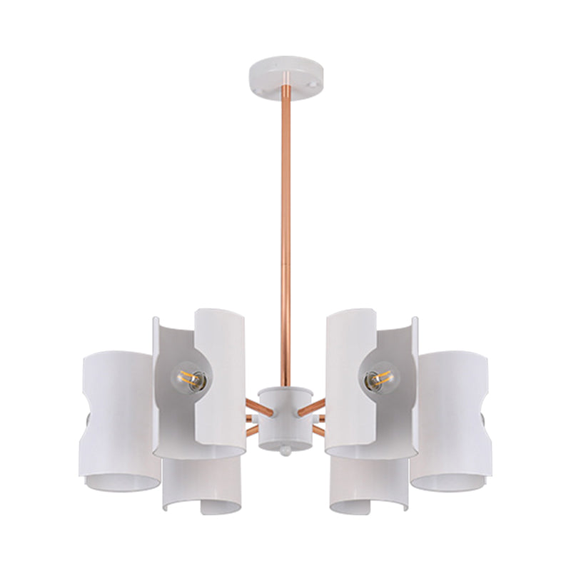 Metal Half-Cylinder Chandelier Simple Modern Ceiling Pendant Light in White for Study Room Clearhalo 'Ceiling Lights' 'Chandeliers' 'Modern Chandeliers' 'Modern' Lighting' 188927