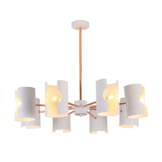 Metal Half-Cylinder Chandelier Simple Modern Ceiling Pendant Light in White for Study Room Clearhalo 'Ceiling Lights' 'Chandeliers' 'Modern Chandeliers' 'Modern' Lighting' 188931