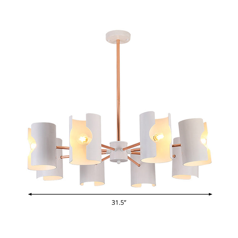 Metal Half-Cylinder Chandelier Simple Modern Ceiling Pendant Light in White for Study Room Clearhalo 'Ceiling Lights' 'Chandeliers' 'Modern Chandeliers' 'Modern' Lighting' 188932