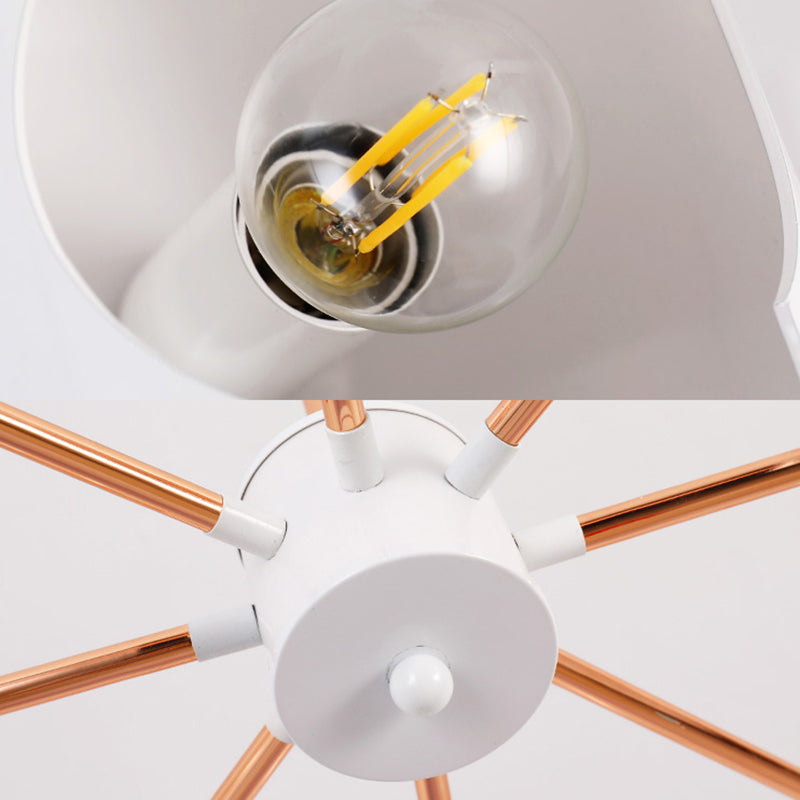 Metal Half-Cylinder Chandelier Simple Modern Ceiling Pendant Light in White for Study Room Clearhalo 'Ceiling Lights' 'Chandeliers' 'Modern Chandeliers' 'Modern' Lighting' 188933