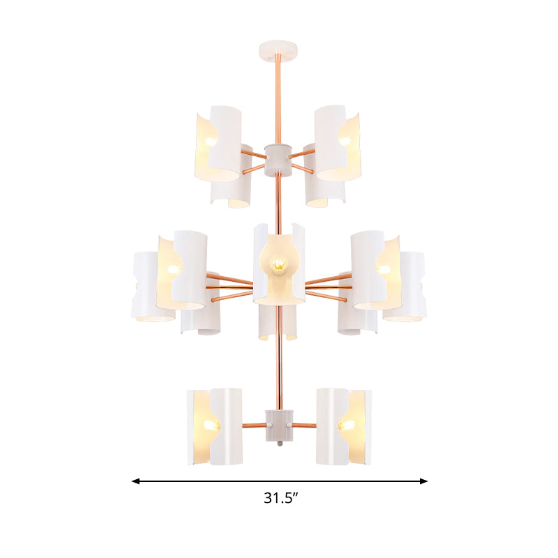 Dining Room Half-Cylinder Pendant Light Metal Multi-Head Contemporary White Chandelier Clearhalo 'Ceiling Lights' 'Chandeliers' 'Modern Chandeliers' 'Modern' Lighting' 188941