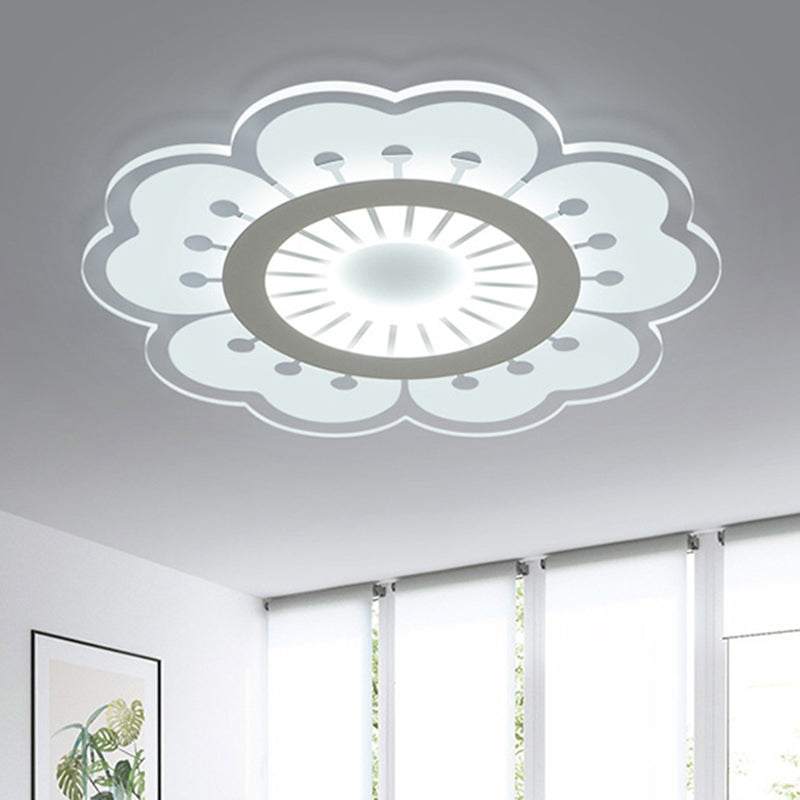 Flower Living Room Flush Mount Ceiling Light Acrylic Modern Ceiling Light in White White White Clearhalo 'Ceiling Lights' 'Close To Ceiling Lights' 'Close to ceiling' 'Flush mount' Lighting' 188943