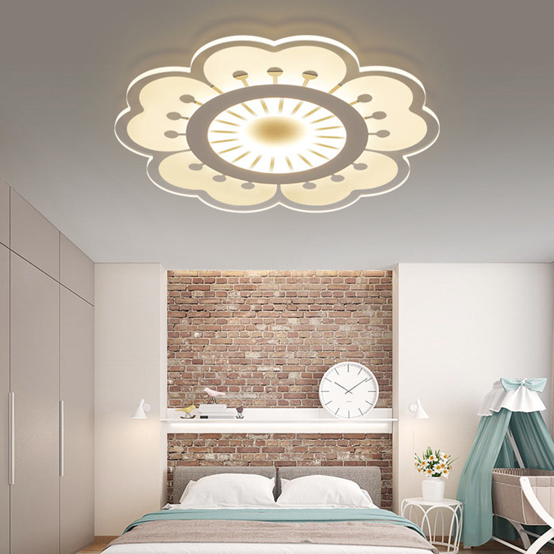 Flower Living Room Flush Mount Ceiling Light Acrylic Modern Ceiling Light in White White Warm Clearhalo 'Ceiling Lights' 'Close To Ceiling Lights' 'Close to ceiling' 'Flush mount' Lighting' 188944