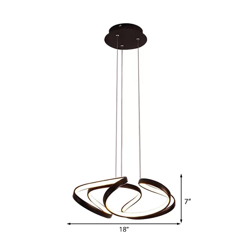 Wave Acrylic Chandelier Simple Gold/Coffee LED Hanging Lamp for Dining Room, 14"/19.5" Wide Clearhalo 'Ceiling Lights' 'Chandeliers' 'Modern Chandeliers' 'Modern' Lighting' 1889471