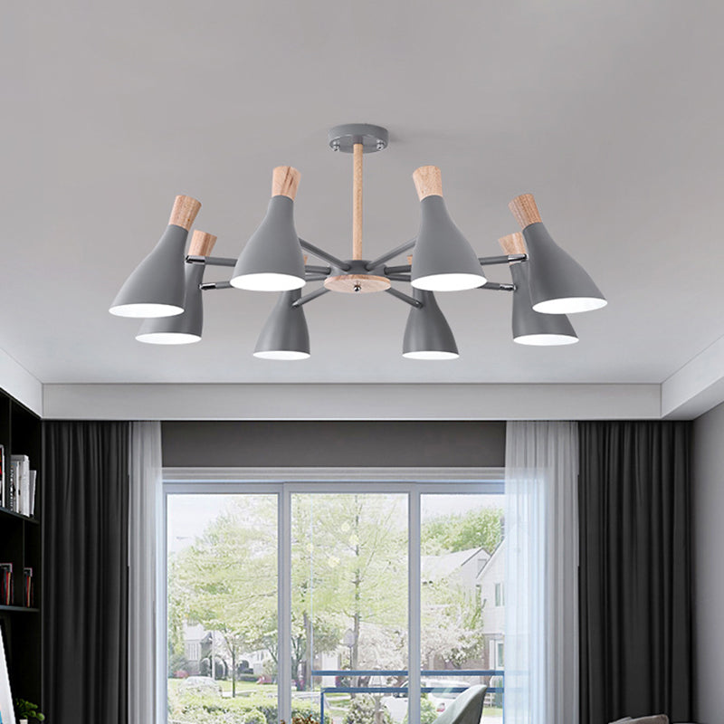 Macaron Style Pendant Light Bottle Shape 8 Bulbs Metal Chandelier for Living Room Clearhalo 'Ceiling Lights' 'Chandeliers' Lighting' options 188954