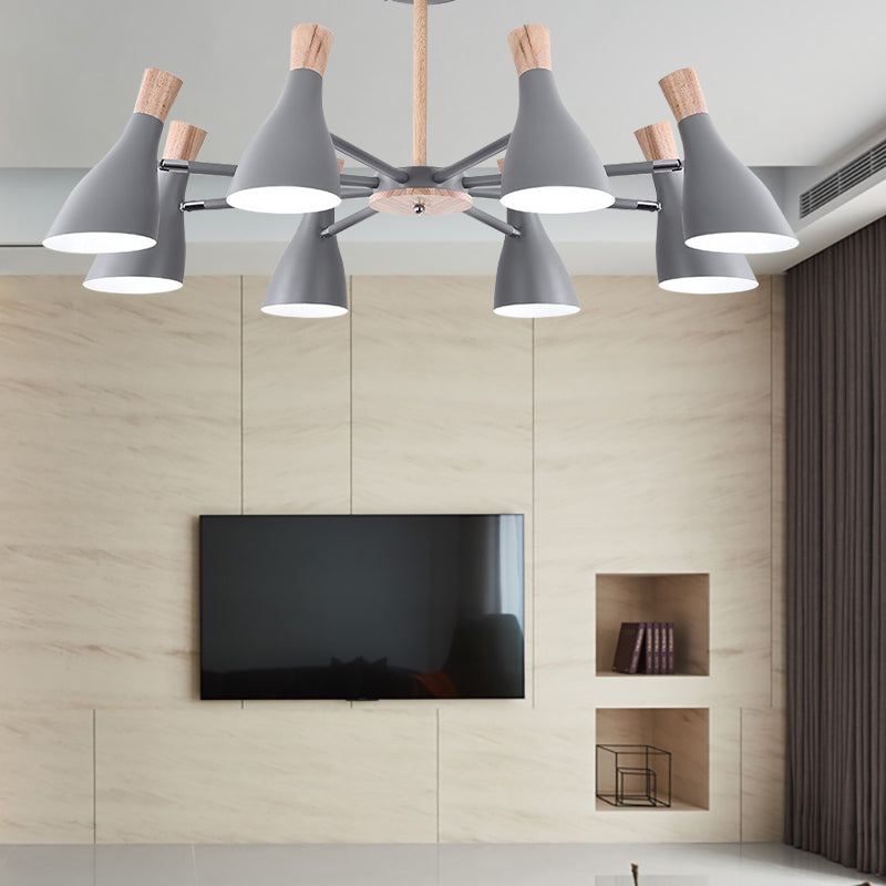 Macaron Style Pendant Light Bottle Shape 8 Bulbs Metal Chandelier for Living Room Clearhalo 'Ceiling Lights' 'Chandeliers' Lighting' options 188955