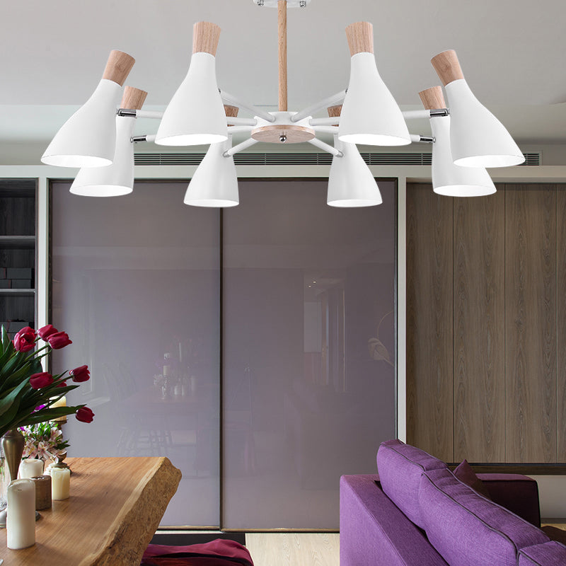 Macaron Style Pendant Light Bottle Shape 8 Bulbs Metal Chandelier for Living Room White Clearhalo 'Ceiling Lights' 'Chandeliers' Lighting' options 188959_372f6cca-cfbd-4676-98c3-286029a08b8f