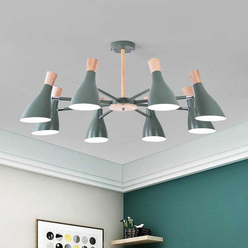Macaron Style Pendant Light Bottle Shape 8 Bulbs Metal Chandelier for Living Room Green Clearhalo 'Ceiling Lights' 'Chandeliers' Lighting' options 188961_a3dac385-d121-425f-b1c7-303967085729