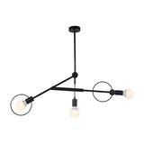 Simple Style Black Chandelier Bare Bulb Three Bulbs Metal Ceiling Pendant Light in Black for Shop Clearhalo 'Ceiling Lights' 'Chandeliers' 'Modern Chandeliers' 'Modern' Lighting' 188976