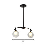 Black Finish Pendant Light Two-Light Modern Simple Metal and Clear Glass Chandelier for Corridor Clearhalo 'Ceiling Lights' 'Chandeliers' 'Glass shade' 'Glass' 'Modern Chandeliers' 'Modern' Lighting' 188992