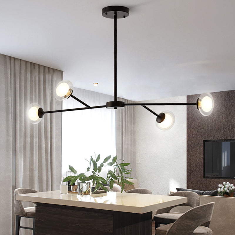 4 Lights Branch Pendant Lighting Simple Style Metallic Chandelier in Black for Kitchen Bedroom Black Clearhalo 'Ceiling Lights' 'Chandeliers' 'Modern Chandeliers' 'Modern' Lighting' 189003