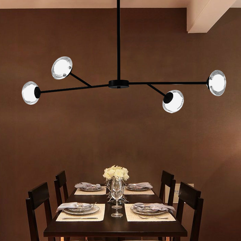 4 Lights Branch Pendant Lighting Simple Style Metallic Chandelier in Black for Kitchen Bedroom Clearhalo 'Ceiling Lights' 'Chandeliers' 'Modern Chandeliers' 'Modern' Lighting' 189004